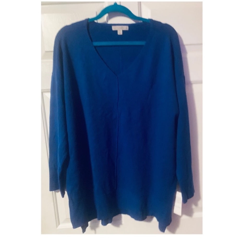 🎄 12 THOMPSON Pretty Blue V-neck Sweater NWT 3X